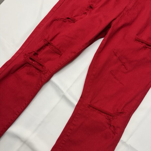 Jordan Craig Mens Martin Stacked Jeans 36 Red Distressed Stretch Skinny Frayed - Picture 4 of 14